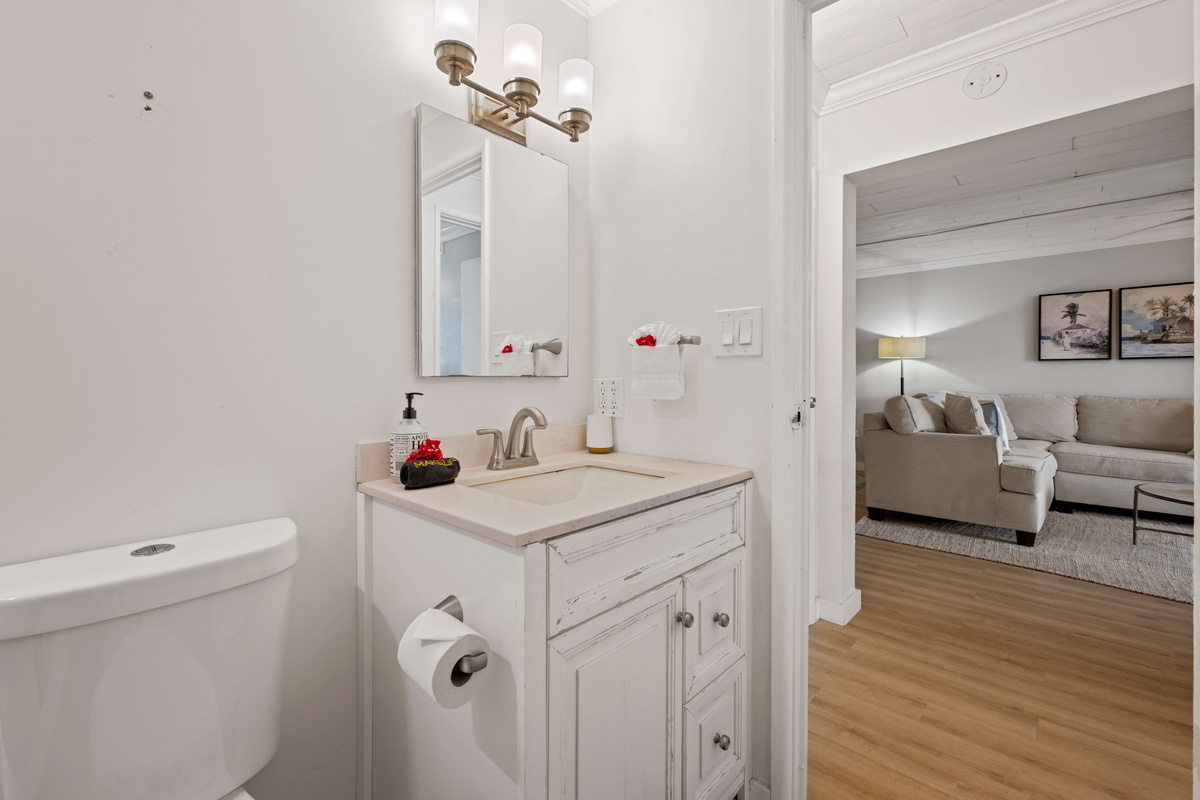 A bright, inviting space to freshen up and get ready.
