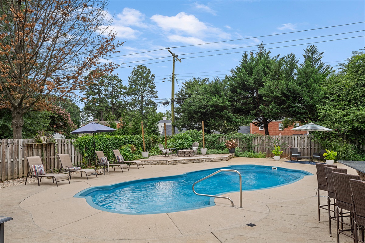 Outdoor Oasis: Splash into relaxation with a private pool and sun-soaked lounge chairs!