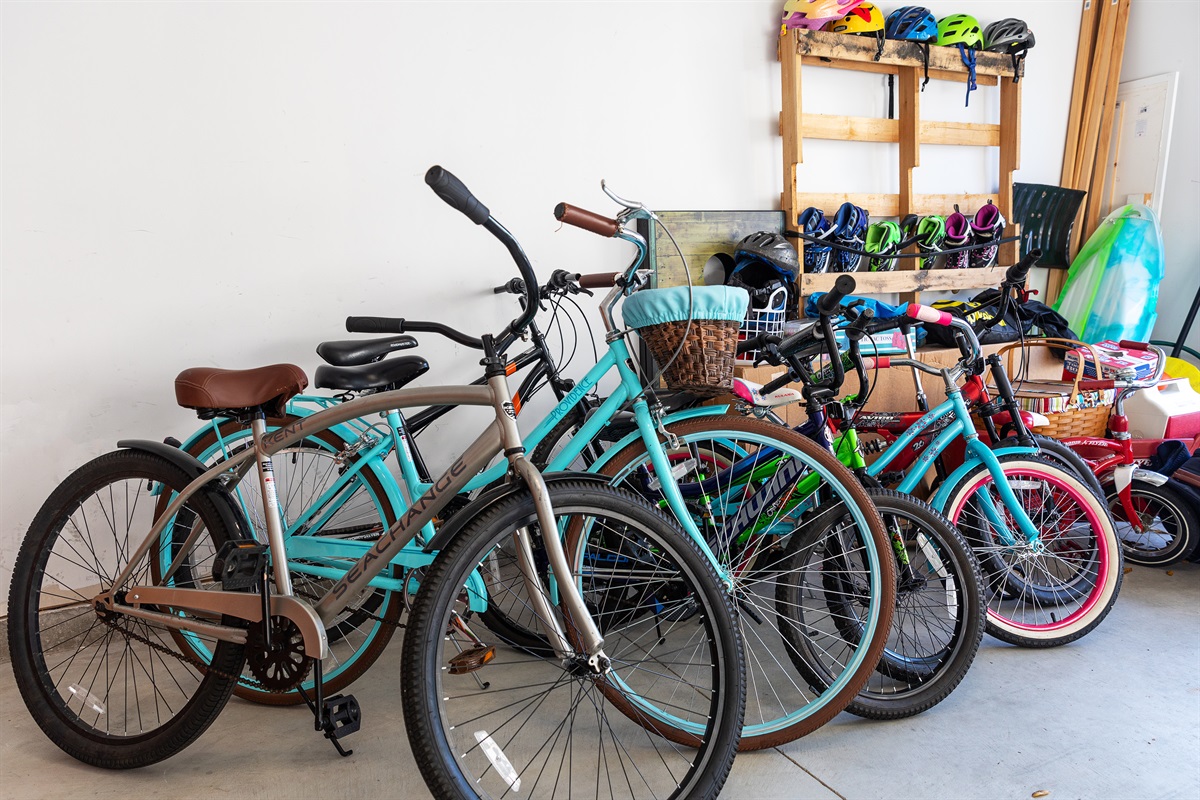 Bikes, helmets, sleds for winter,