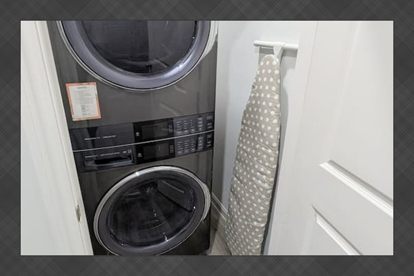 Washer, dryer, & full size ironing board are available in the home. 