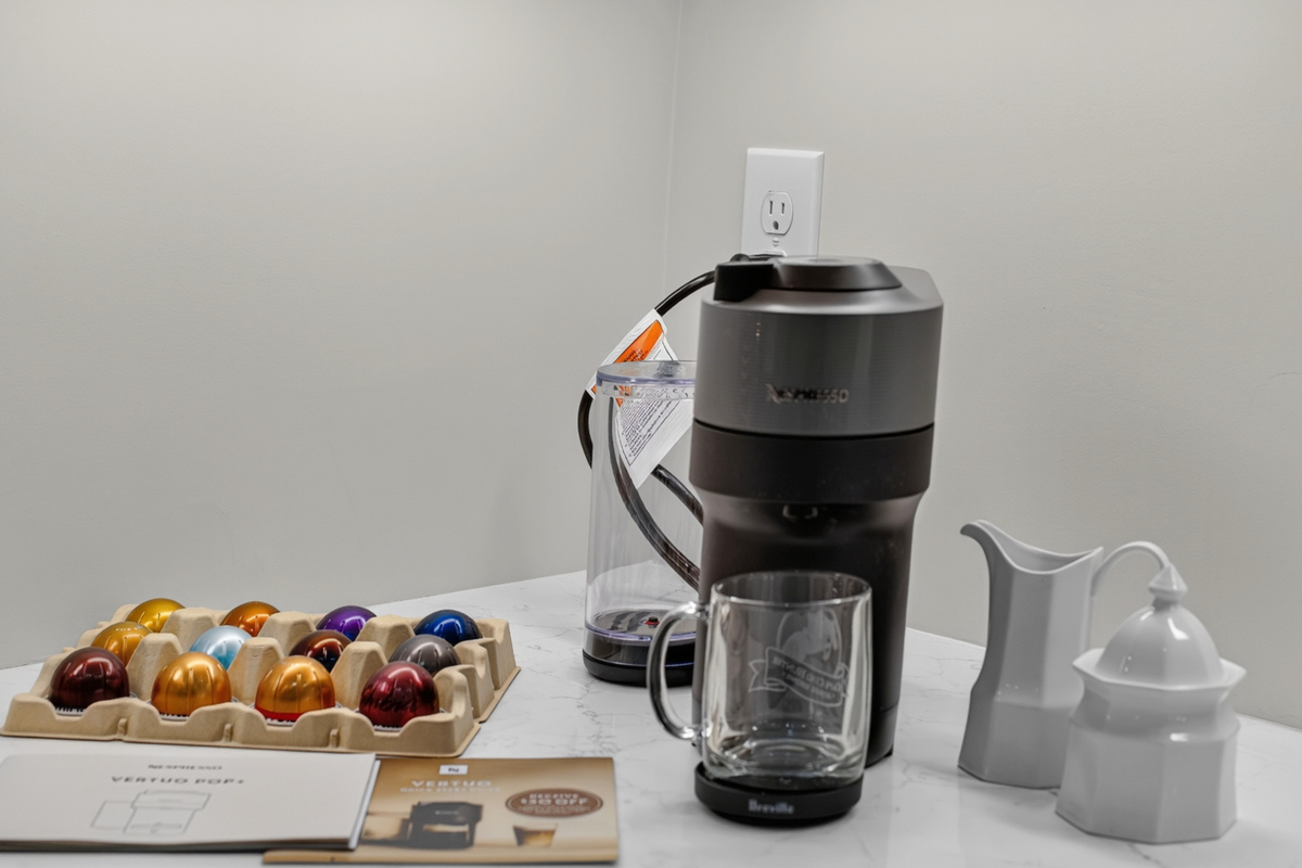 Complimentary coffee station stocked for the perfect start to your day.