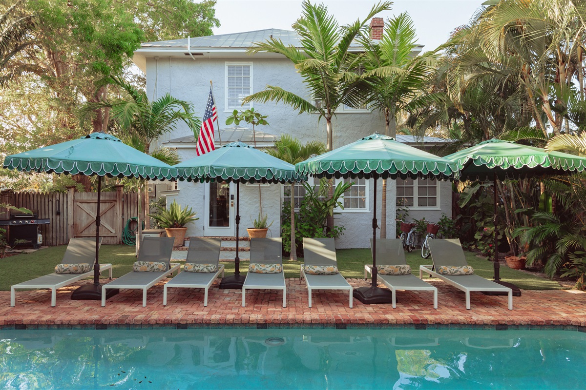 Our idyllic, sun-splashed pool (shared) is right out of a summer dream.