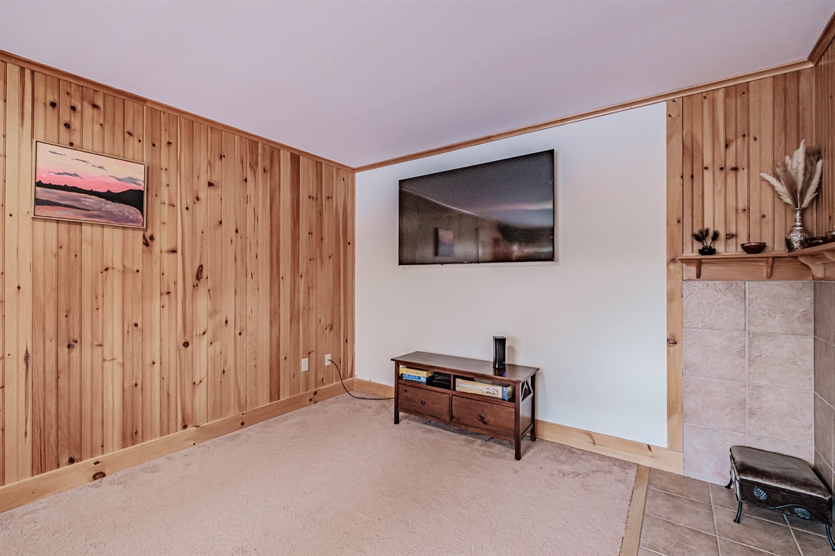 A cozy corner for catching up on shows or playing games.