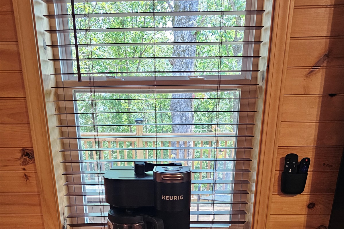 Start your mornings slow — fresh coffee by the window with nothing but trees and birdsong