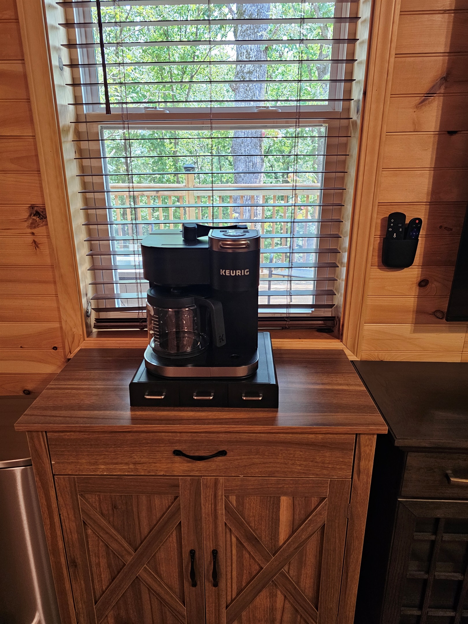 Start your mornings slow — fresh coffee by the window with nothing but trees and birdsong