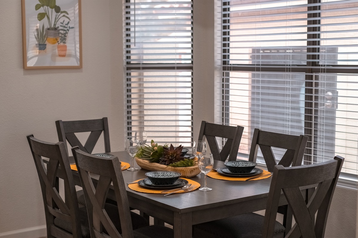 Sit around the table and have family dinner.