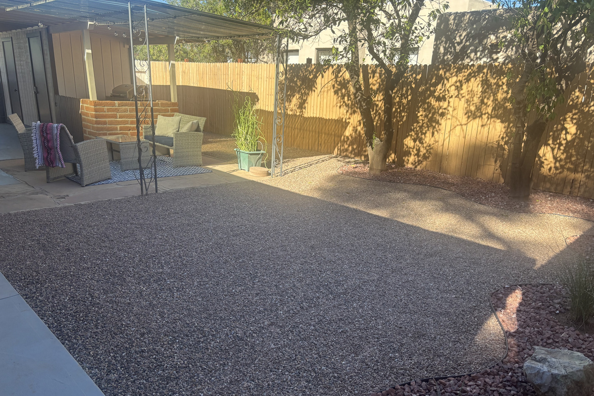 The fenced back yard is great for kids, pets and adults!