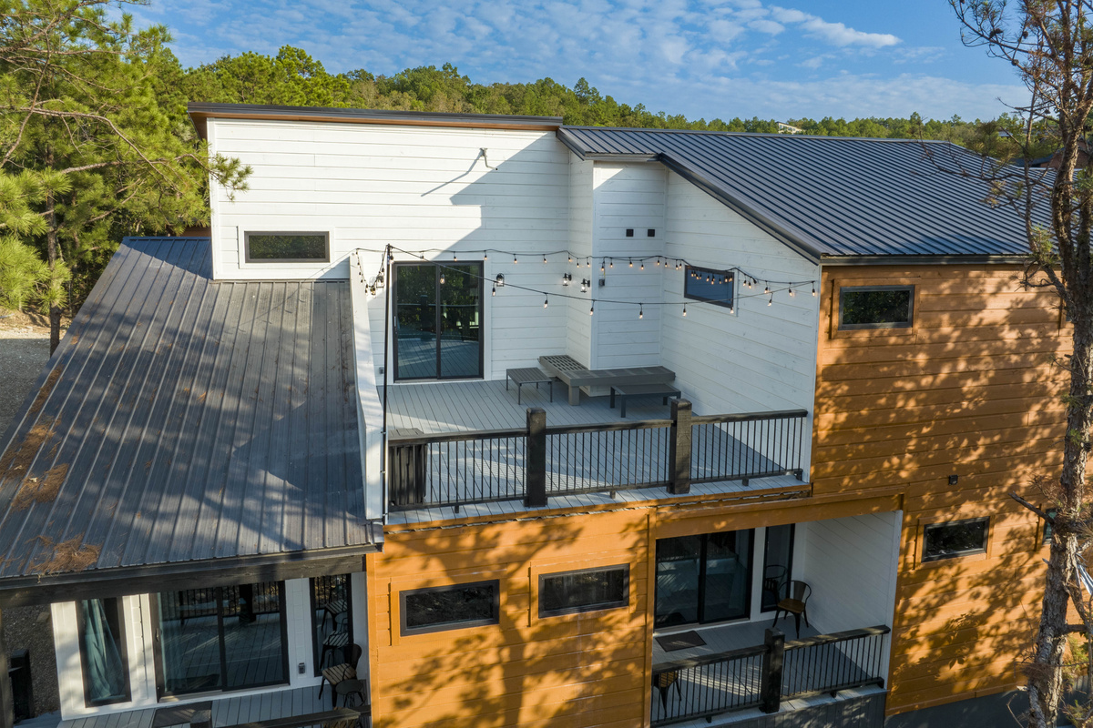 This elevated top private terrace perched above the cabin  offers a peaceful escape surrounded by nature.