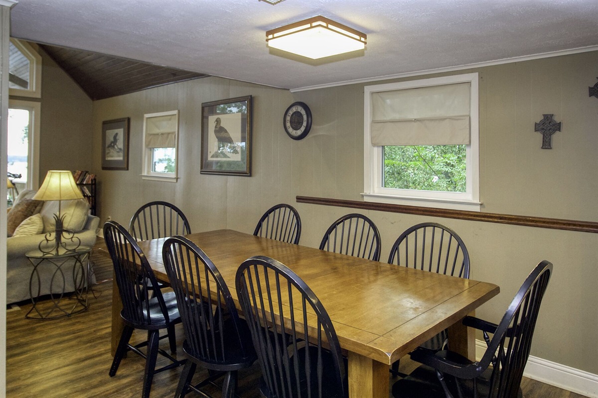 Dining table with seating for 8