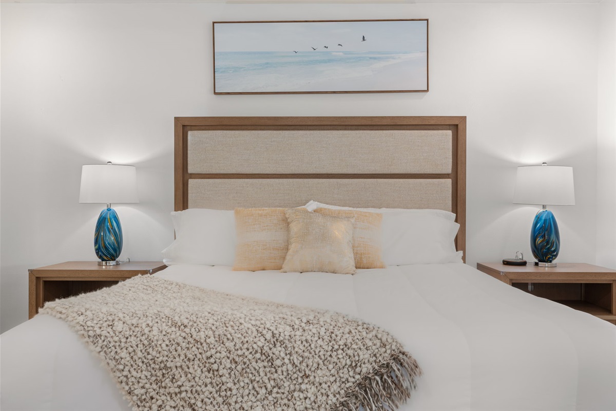 spacious King bed for the perfect night's rest.