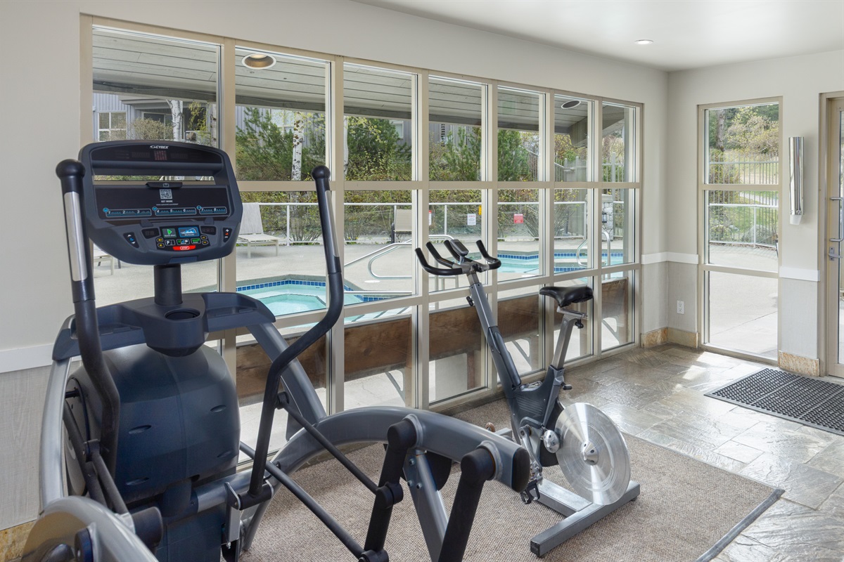 On site gym available for guests use year round on the 1st floor near the hot tubs.