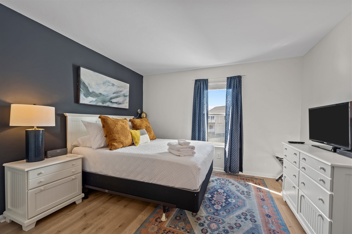 A modern bedroom retreat with coastal charm
