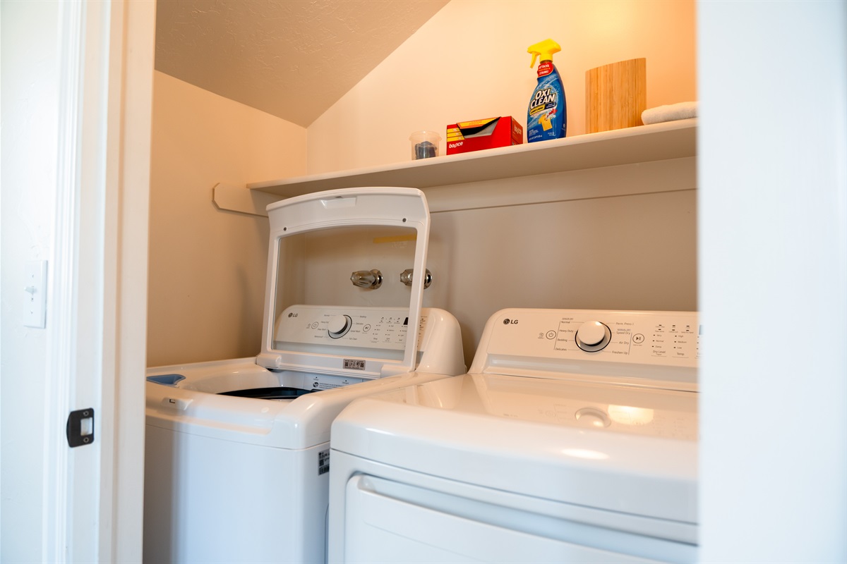 Washer and dryer make longer stays easy and comfortable.