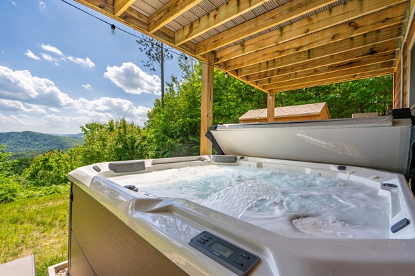 Sunsets hit different from a hot tub in paradise!