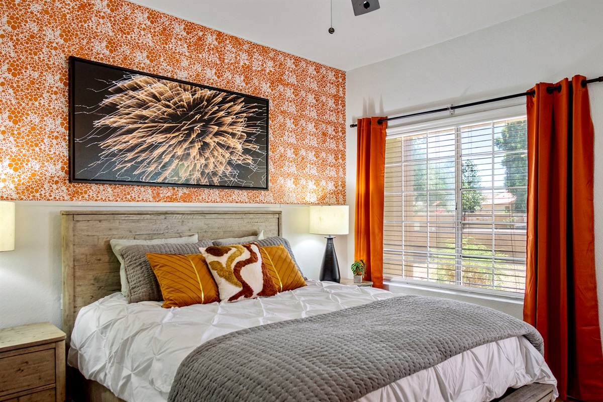 Comfortable and beautifully designed bedroom, perfect for your Airbnb stay and ideal for rest, relaxation, and privacy.