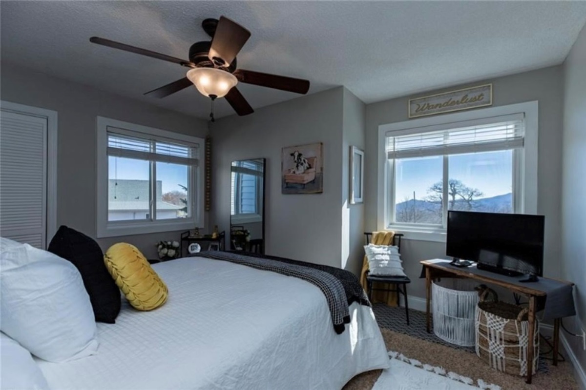 Bedroom with a mountain view