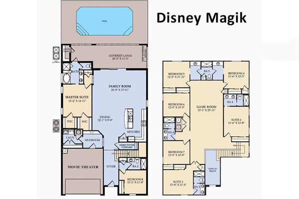 Floor Plan - Disney Majik (The following bedrooms and bathrooms are labeled per this plan.)