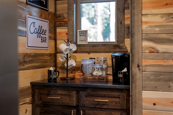 Morning light, fresh coffee, and a view of the trees — perfection