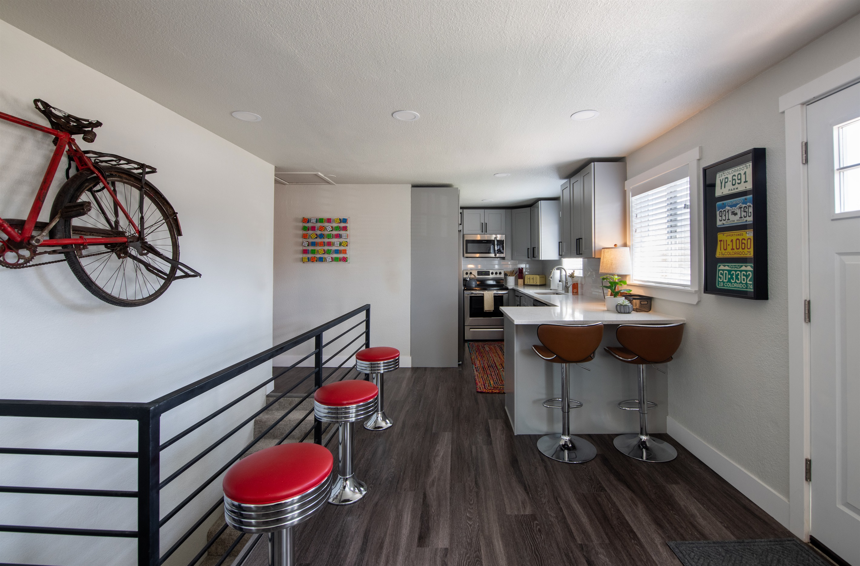 Entry looking towards kitchen and hall to bedrooms
