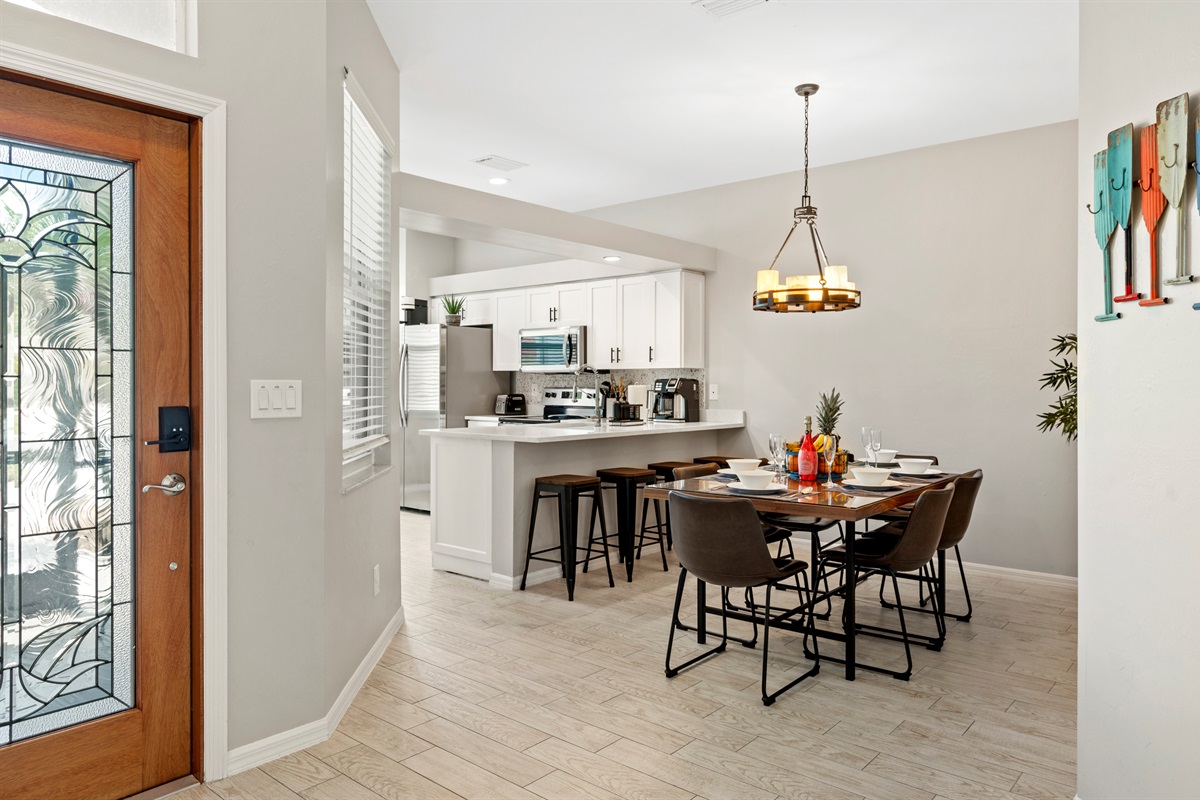 Open layout flows effortlessly from living to dining—great for gathering