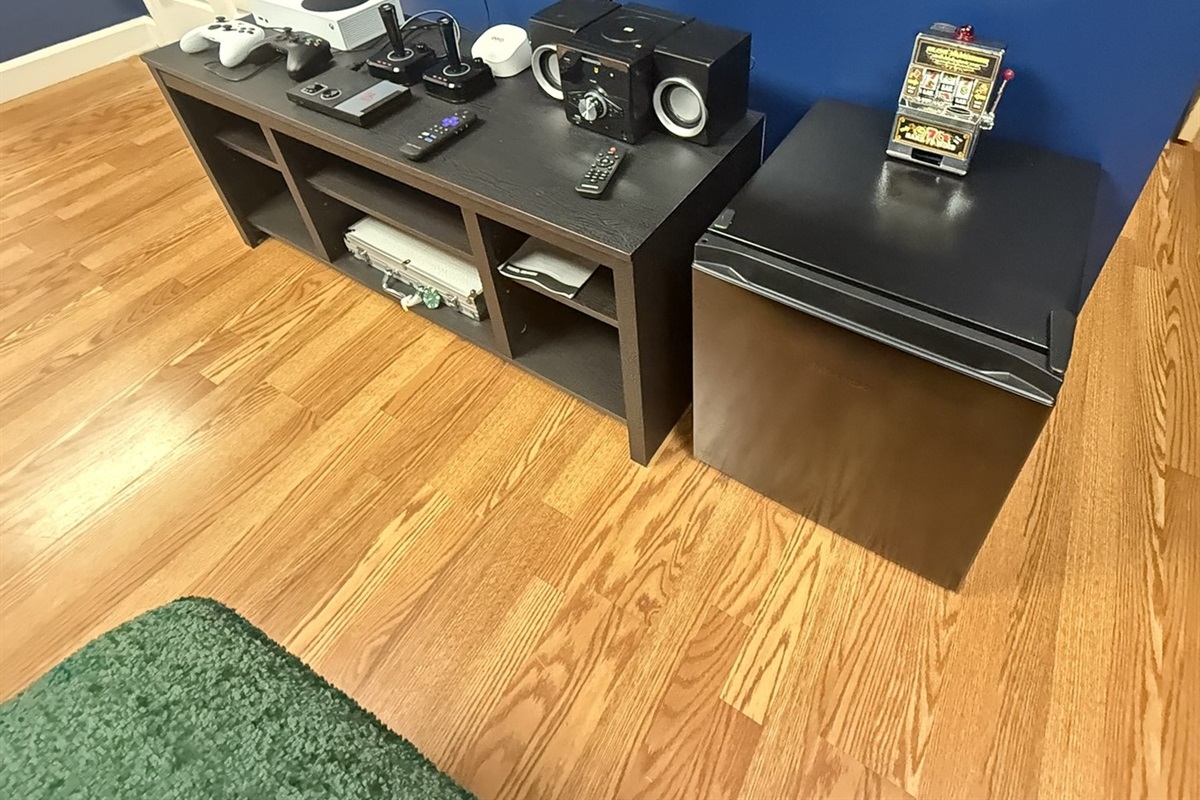 Mini frig and a Bluetooth stereo for your use! 