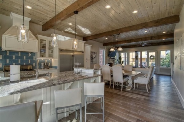 View of dining area from kitchen