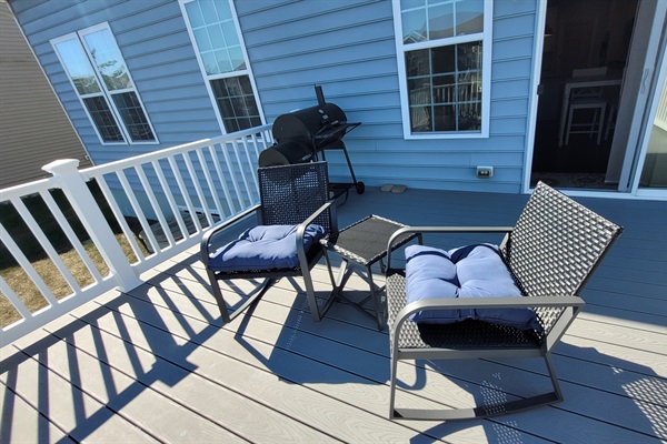 Sunny back deck for morning coffee