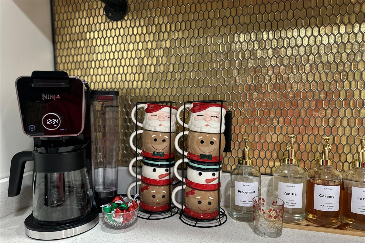 Start your day with a little magic from our coffee bar. Complete with a selection of flavored syrups.