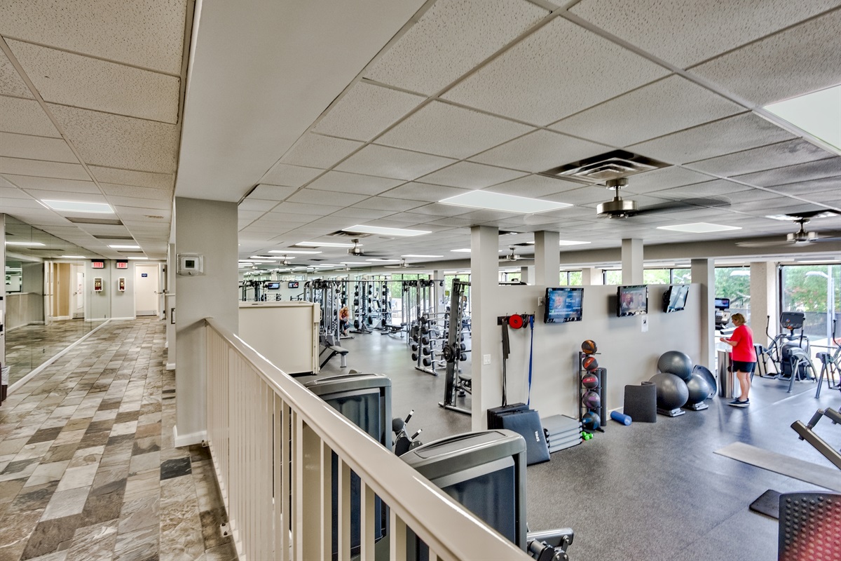 The Tops'l Fitness Center has everything - cardio machines, free weights, and weight machines!