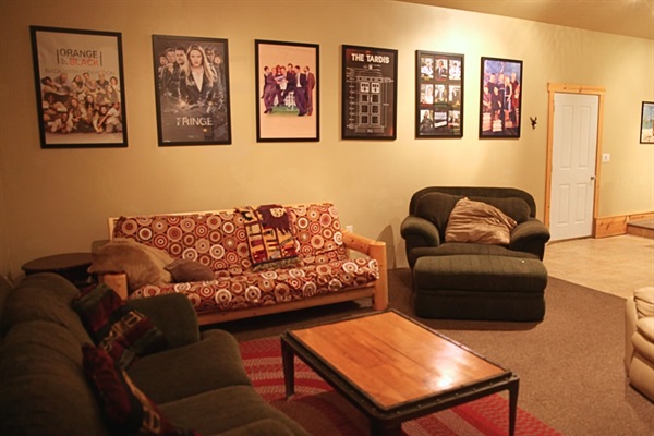 The playroom has a queen futon and lots of space for extra mattresses on the floor