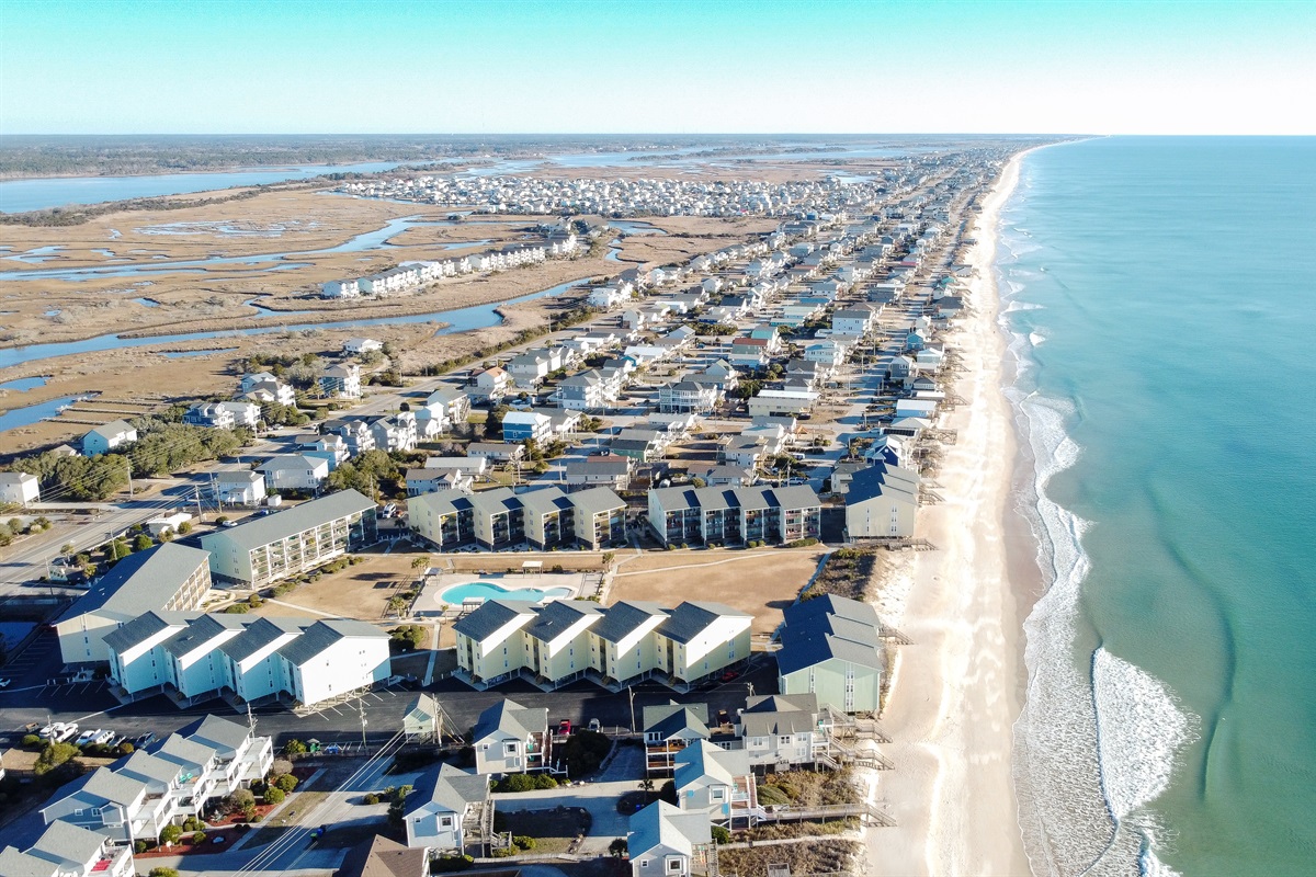 Aerial of Surf City, looking north