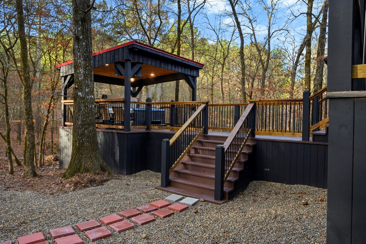 Private hot tub pavilion for early mornings or late nights.