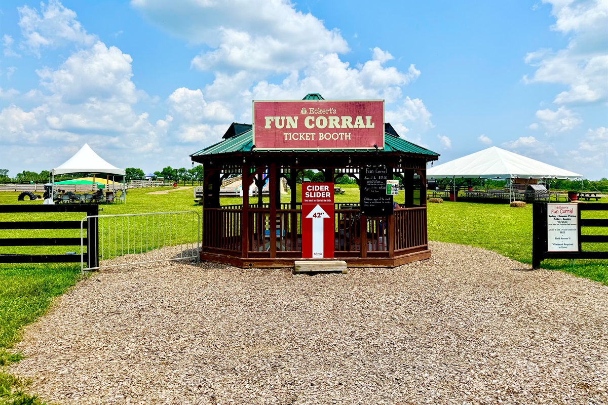 The Fun Corral at Eckert’s is a kid paradise—giant slides, tractor trikes, pig races, and endless smiles included.