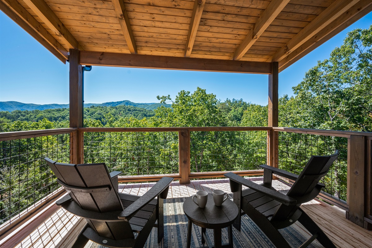 The upper level suite has its own private balcony. It's the perfect place to sit and take in the views. 