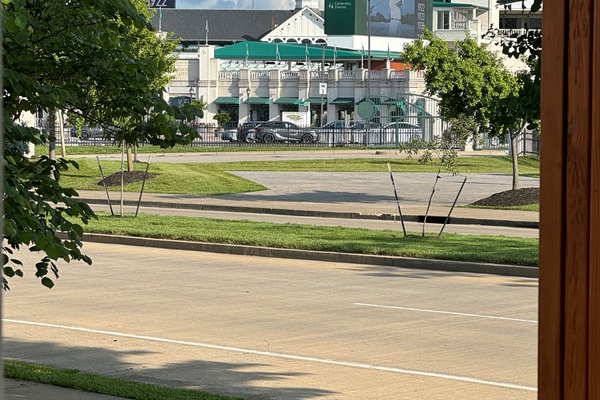 Exterior View of Churchill Downs from front porch of Airbnb