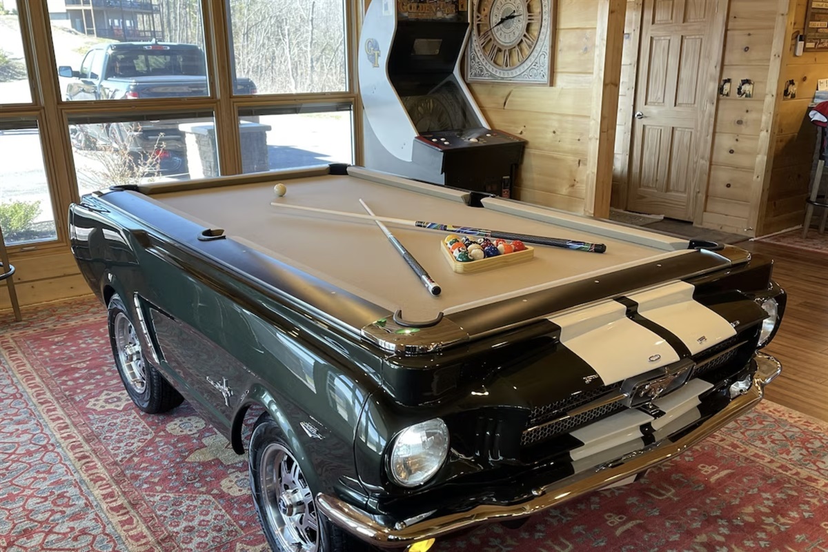 This custom pool table was built from the body of a real Ford Mustang.