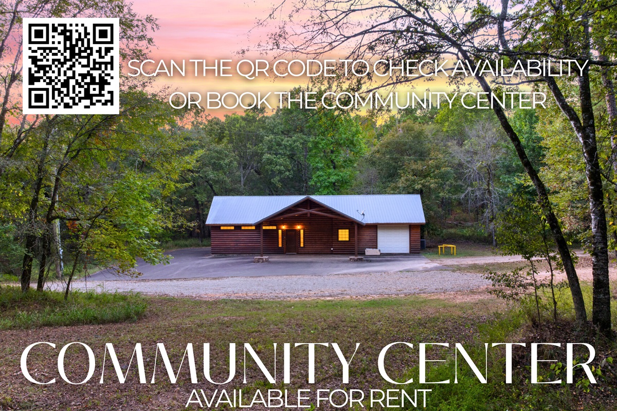 Host reunions, parties, or retreats at the community center. Spacious, versatile, and tucked into the forest for your group’s next gathering.