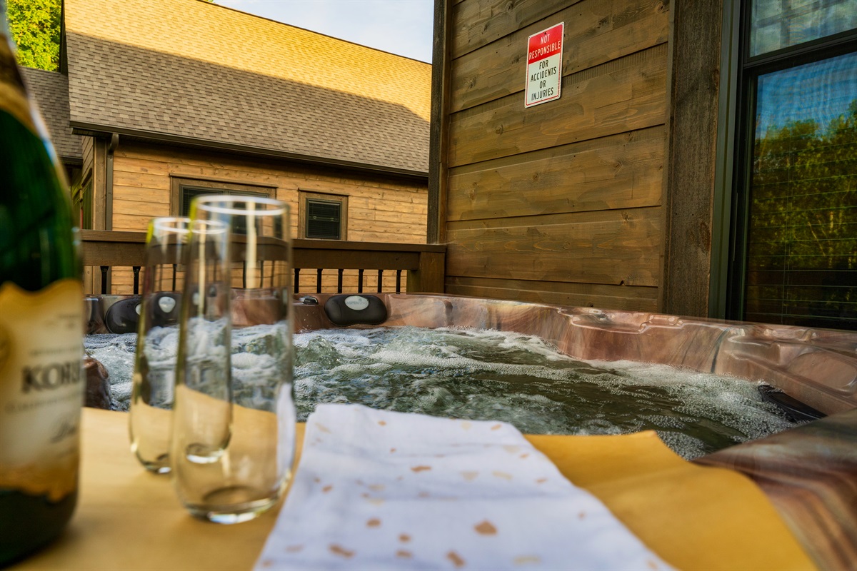 Long day? Soak your muscles in our private hot tub.