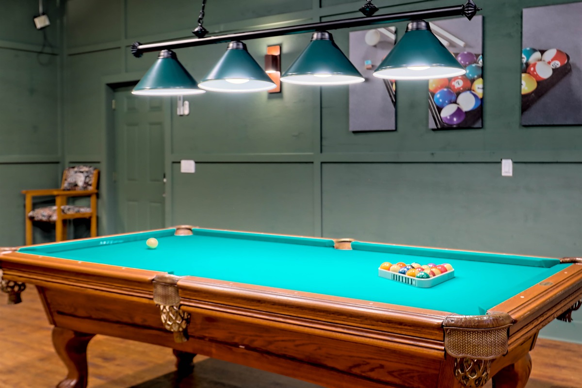 Classic billiards table—perfect for game nights.