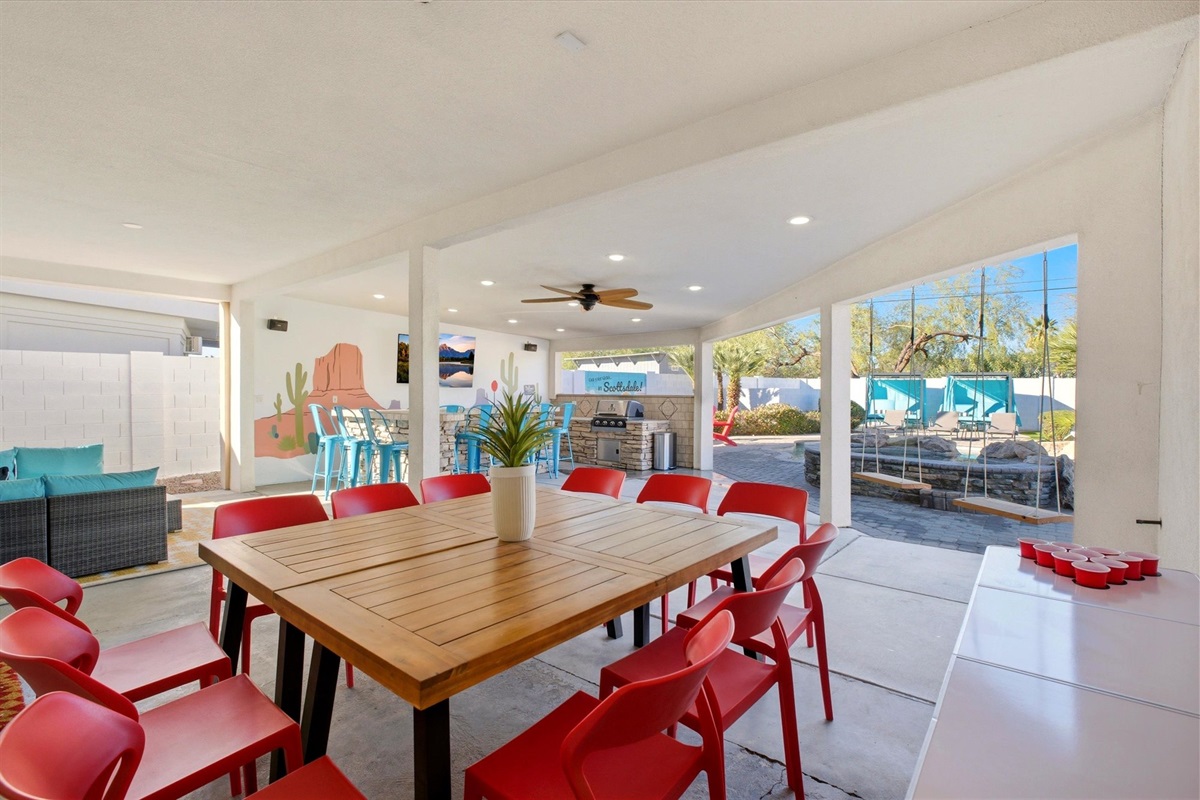 Outdoor Table seating for 12 + 7 at the Bar