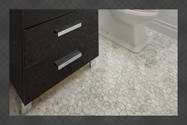 Enjoy the charm of this lovely half bath, featuring elegant Carrara marble floors, a stylish medicine cabinet, and a brand-new Electrolux washer and dryer for added convenience.