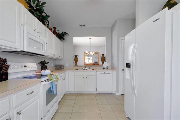 Well-equipped kitchen including new refrigerator and dishwasher