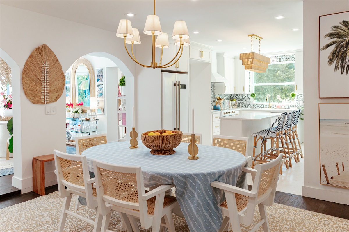 The Marisol's main dining area is adjacent to the spectacular kitchen, artfully designed with area photos, decor and lighting.