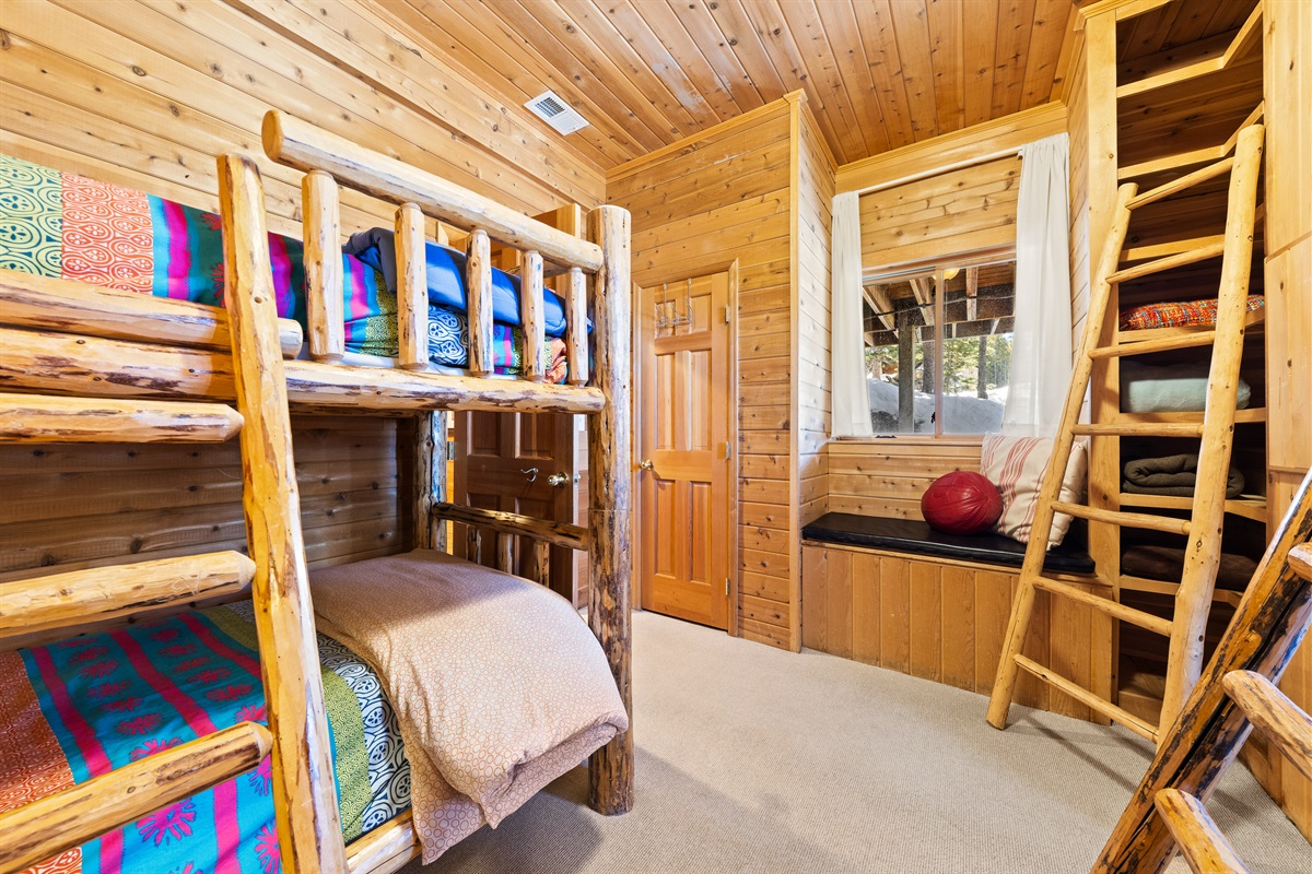 Bedroom #5 on lower level with two sets of twin bunk beds