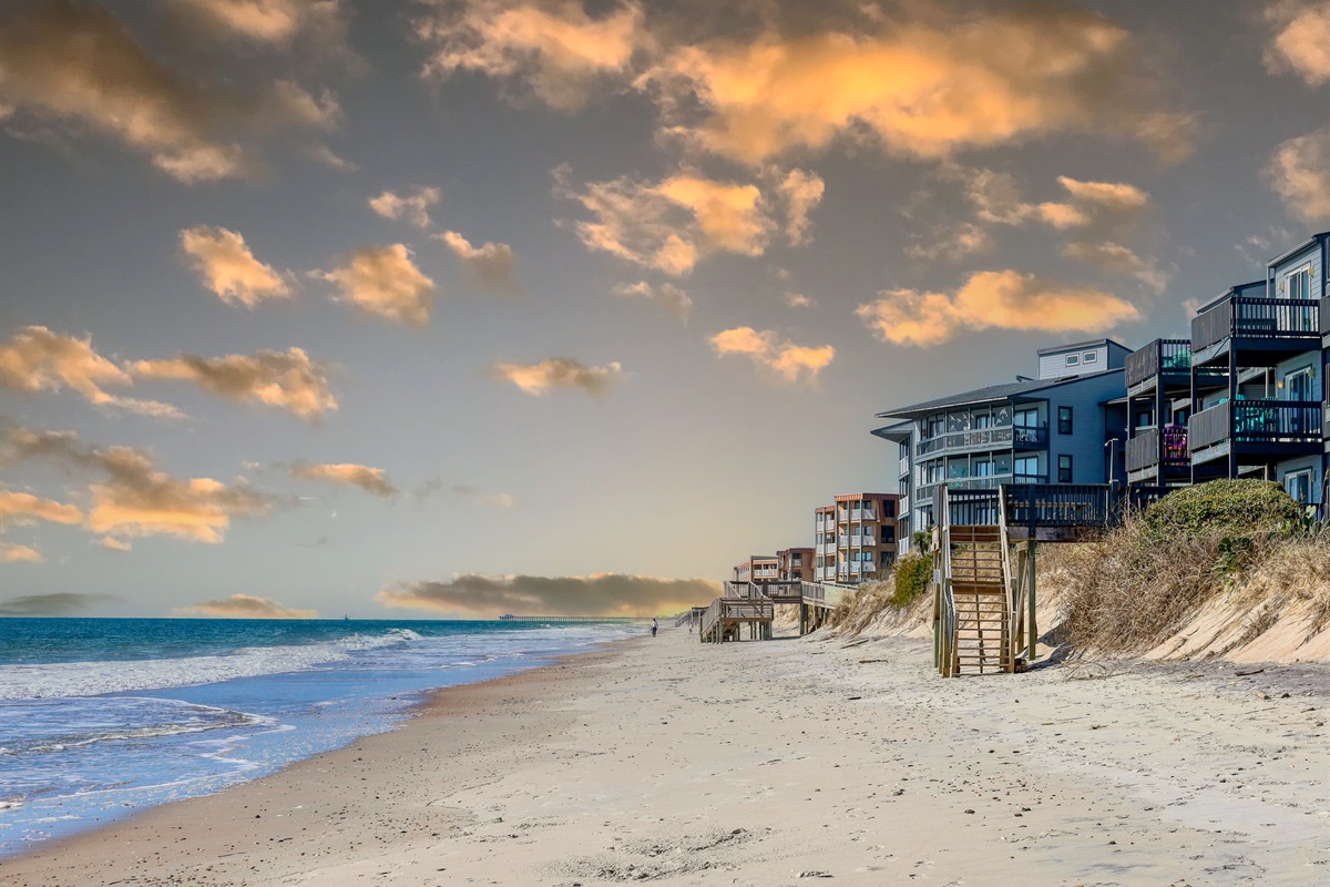 Quiet beach at sunset