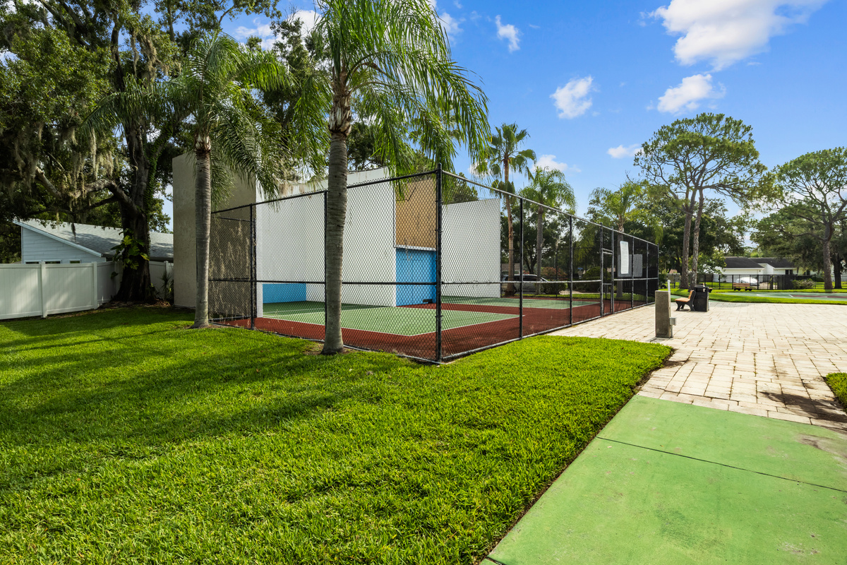 Recreation area includes two racquetball courts.