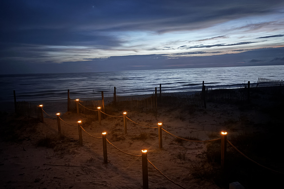Enjoy a lighted path to the beach.  It's only 22 steps to the beach!