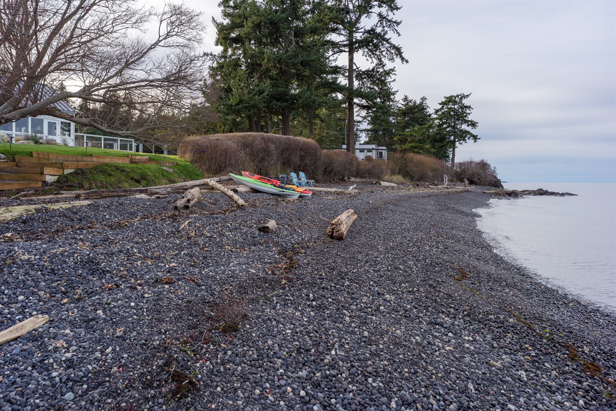 Listen to the waves roll over smooth stones as you take your morning or evening walks.