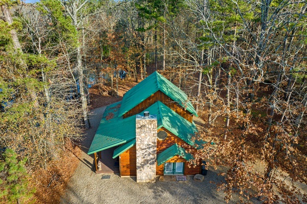 Aerial view of cabin