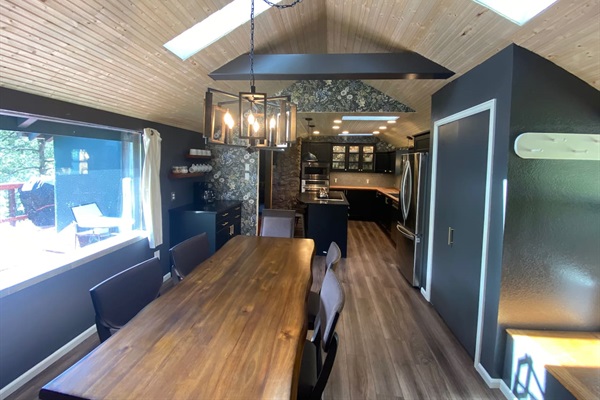 Dining room and kitchen area.